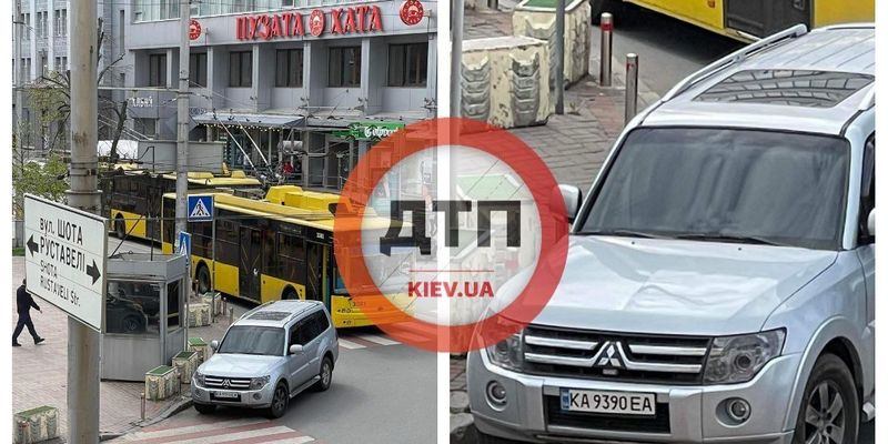 Оставил свою "карету" на самом неудобном месте: в Киеве "герой парковки" парализовал движение троллейбусов, фото