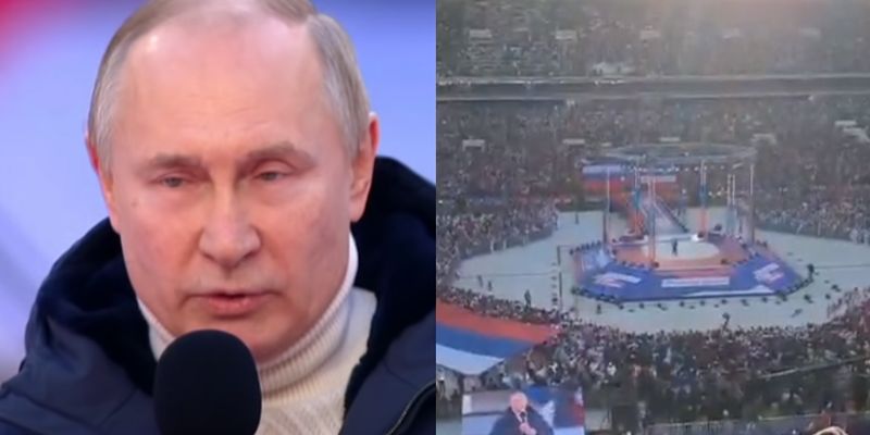Могут убить свои же: Путин выступал в "Лужниках" из 6-метровой защитной клетки