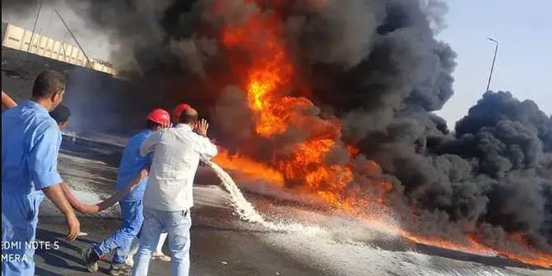 В Египте произошел мощный пожар на отрезке нефтепровода