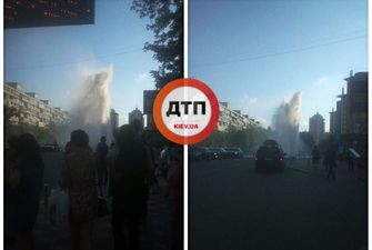В Киеве из-под земли забил новый "фонтан": фото и видео прорыва