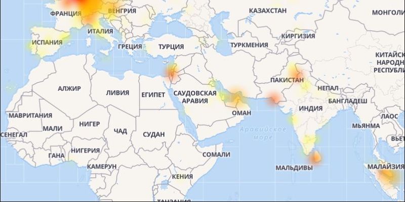 В работе WhatsApp произошел масштабный сбой: карта
