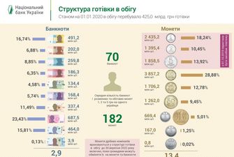 Более 180 монет и 70 банкнот на каждого украинца: в НБУ раскрыли структуру наличности