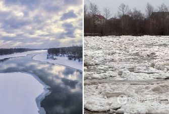 На КИевщине зафиксировали масштабный ледоход на реке Десна. Видео