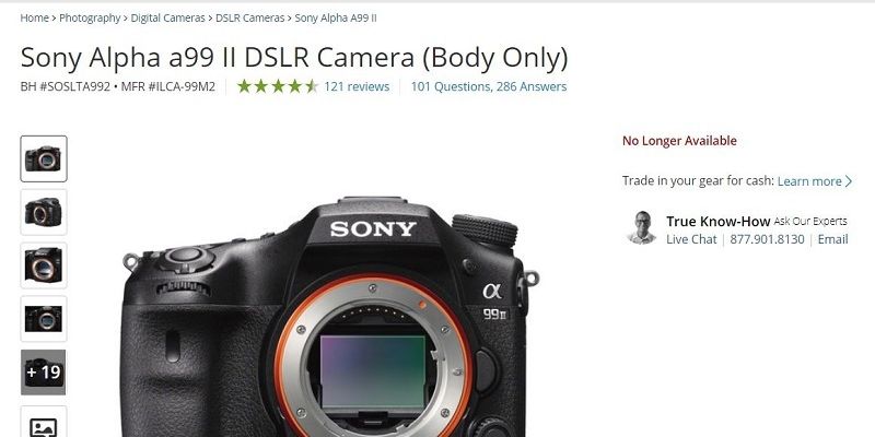 Sony припинила продавати дзеркальні камери
