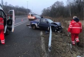 На трассе «Киев-Чоп» отбойник насквозь прошил Ford: водитель чудом выжил