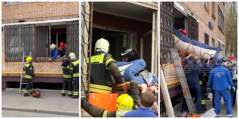Не выходил 10 лет из дома: в Москве через окно вытащили 300-кг мужчину, чтобы отвезти в больницу