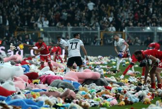 Трогательная акция в честь детей: в Турции футбольное поле забросали тысячами игрушек