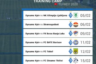 Полный список всех соперников Динамо на втором сборе в Турции