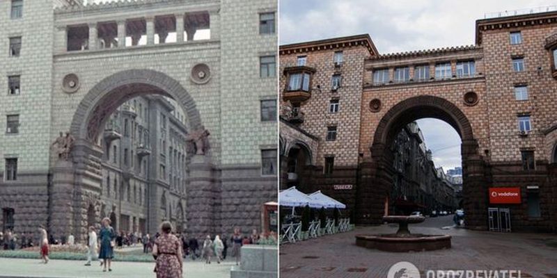 "Исчез уют и колорит": в сети сравнили старое и новое фото арки на главной улице Киева