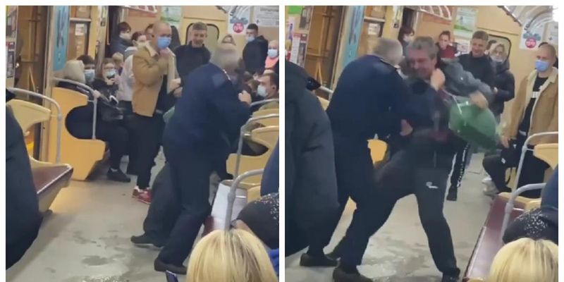 Машинист метро в Харькове жестко "проучил" неадекватного пассажира и попал на видео