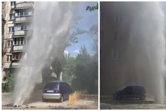 На столичных Березняках из-под земли забил огромный «фонтан»: видео