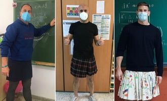 В Испании учителя-мужчины пришли на урок в юбках