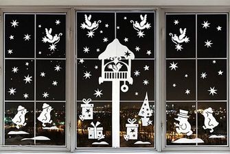 Украшаем дом: красивые трафареты на окна к Новому году