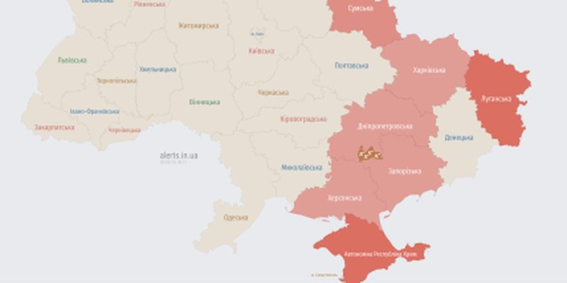 Россия атакует Украину ударными БпЛА: карта тревог