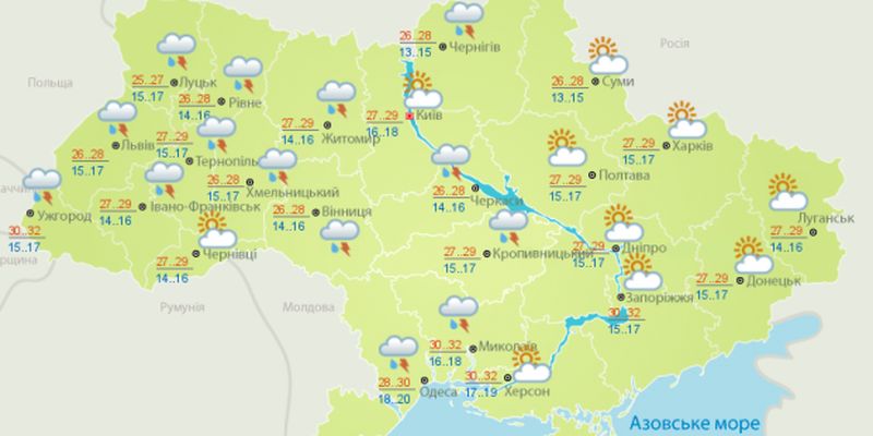 Прогноз погоди на 21 липня: день виборів в Україні буде гарячим і з дощами