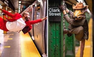 В метро Нью-Йорка бродят люди-крысы, толпы танцоров и живая елка - фотограф снимает самых необычных пассажиров подземки/Самые яркие персонажи нью-йоркского метро