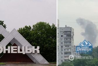В оккупированном Донецке прогремела серия взрывов: дым виден в нескольких районах города. Фото и видео