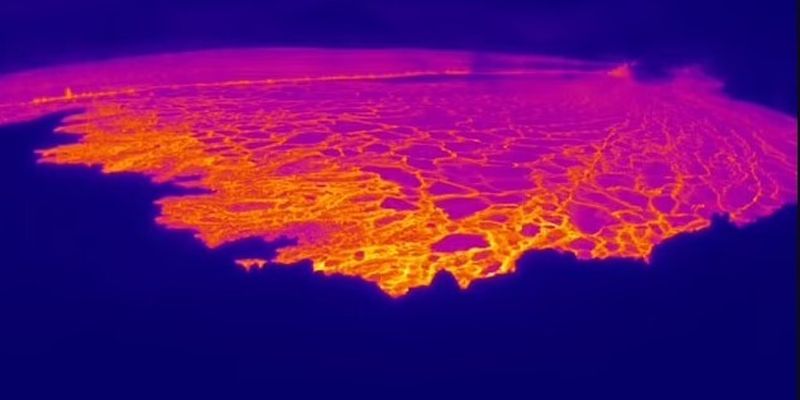 Раскаленная точка на карте. Ученые показали, как выглядит извержение Мауна-Лоа из космоса