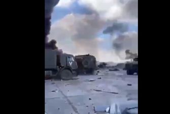 Появилось видео из Гостомеля с разбитой техникой и догорающей "Мрией"