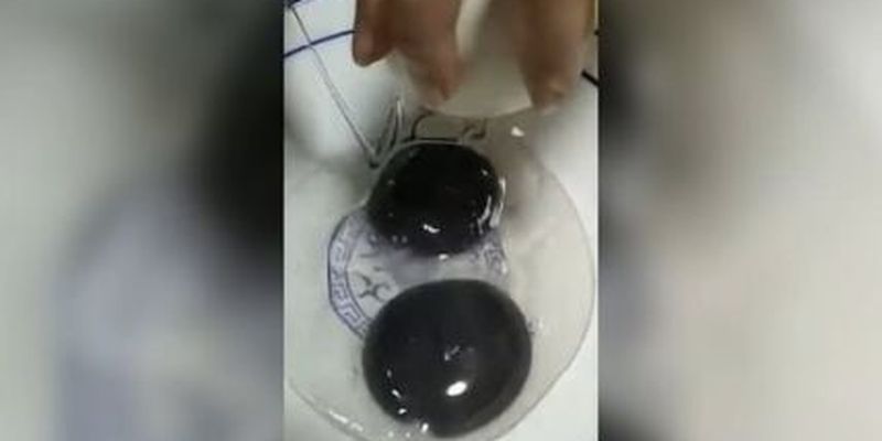 В Китае гусь несет яйца с черными желтками