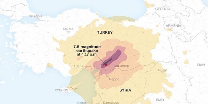Турция из-за землетрясений сдвинулась в сторону Аравийского полуострова на 3 метра