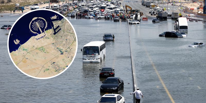 Наводнение в Дубае: появились спутниковые снимки до и после прихода стихии
