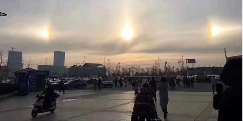 В китайском городе испугались трех солнц в небе