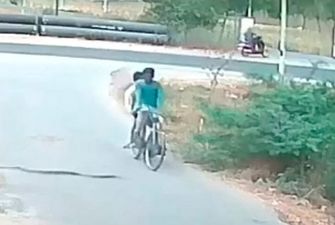 В Индии дикая кобра набросилась на велосипедиста