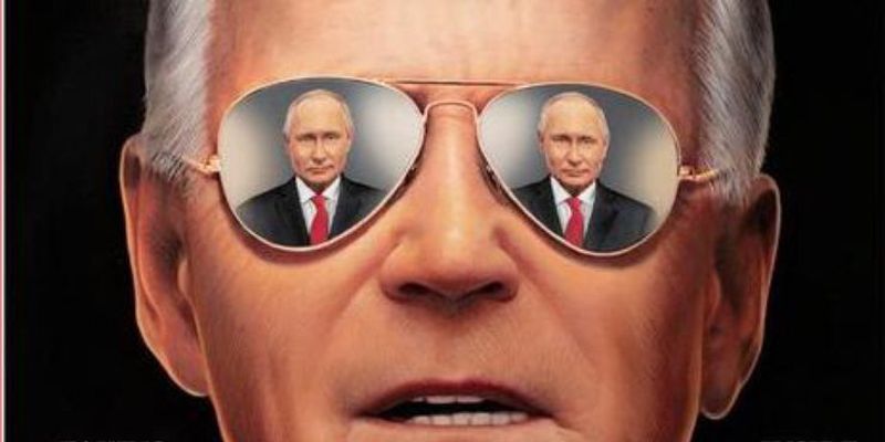 На обложке Time в очках Байдена отразили Путина