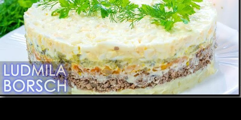 Новогодний салат из куриной печени и картошки от Рецепты от Людмилы Борщ