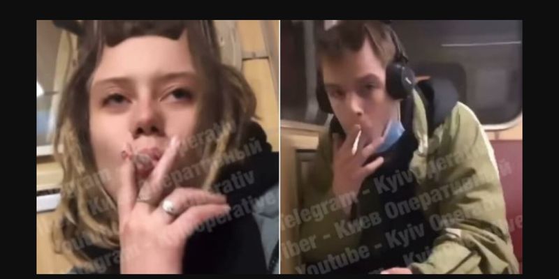 В Киеве задержали нарушителей, которые курили в вагоне метро и снимали это на видео