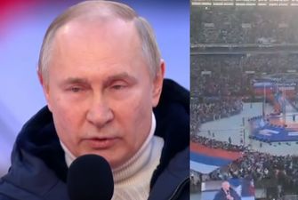 Могут убить свои же: Путин выступал в "Лужниках" из 6-метровой защитной клетки