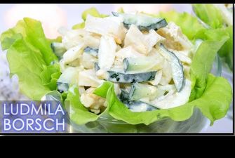 Салат с кальмарами и огурцом на новогодний стол от Рецепты от Людмилы Борщ