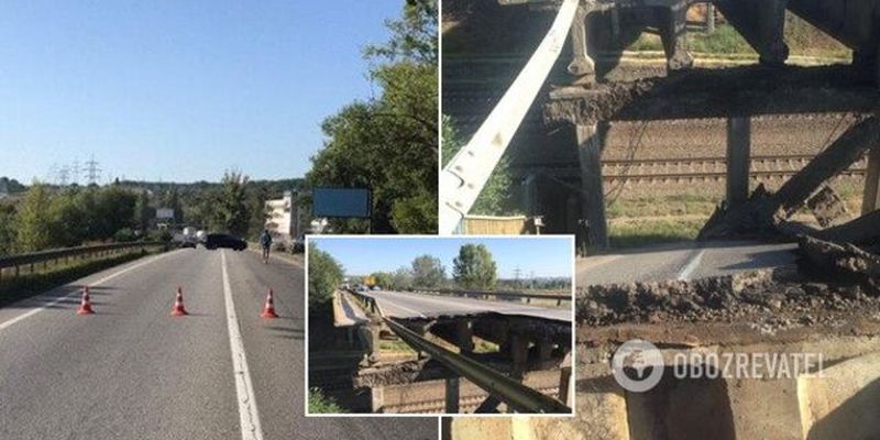 В Харькове обвалился автомобильный мост: первые фото и видео ЧП