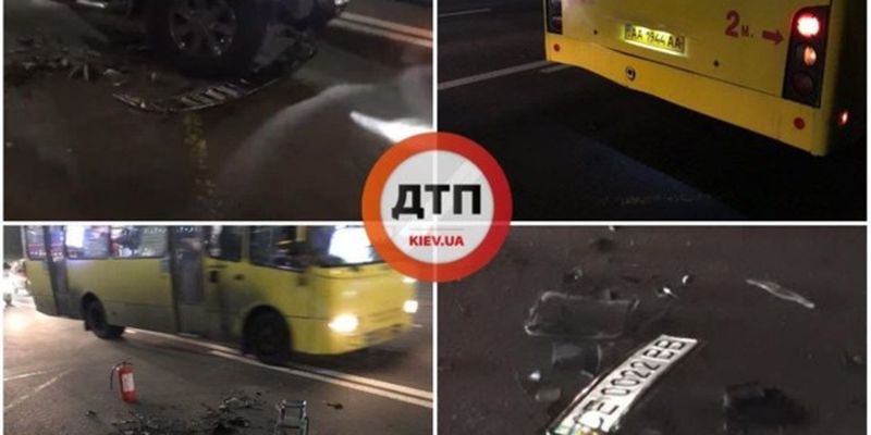 В центре Киева пьяный на внедорожнике протаранил автобус: фото и видео