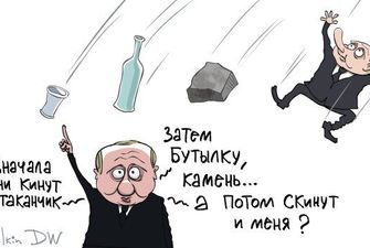 Неудачную шутку Путина про стаканчики высмеяли меткой карикатурой