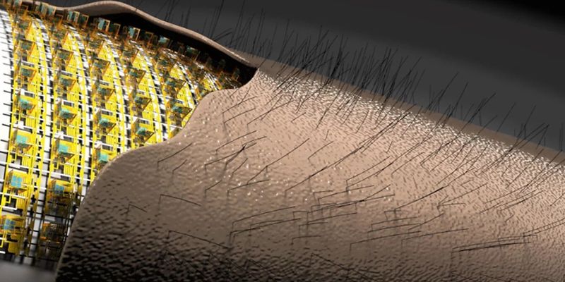 Електронна шкіра використовує крихітні магнітні волоски для відчуття дотику