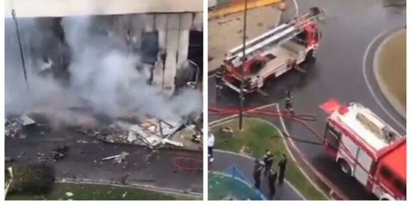 Самолет с пассажирами протаранил многоэтажное здание, кадры катастрофы: "Не выжил никто"
