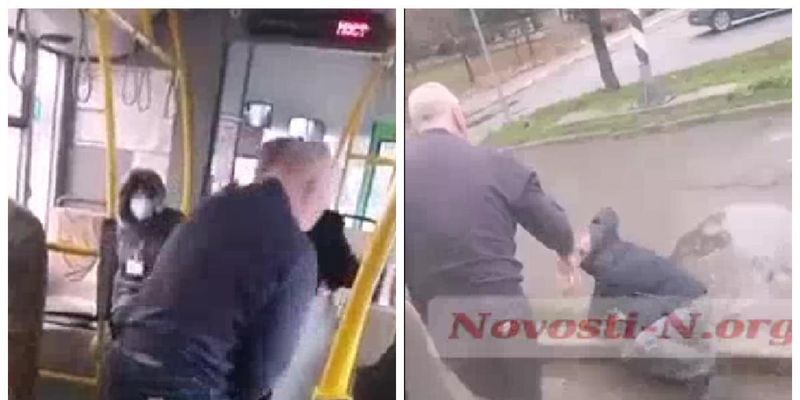 В Николаеве водитель автобуса жестко "проучил" пассажира за оскорбления и попал на видео