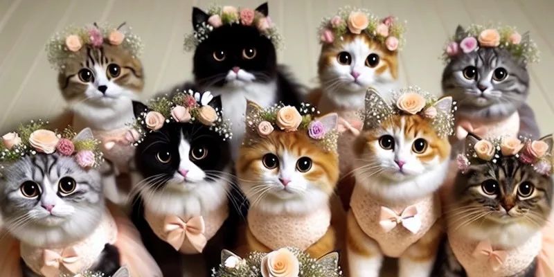 Трогательно и романтично: кошки в платьях стали подружками невесты
