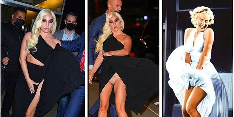Леди Гага повторила культовый момент Мэрилин Монро с платьем, показав не только ноги