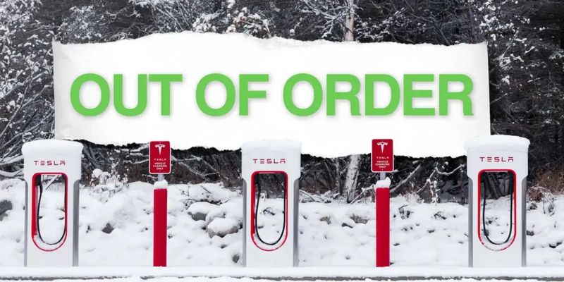 Tesla Supercharger перестали работать из-за холода