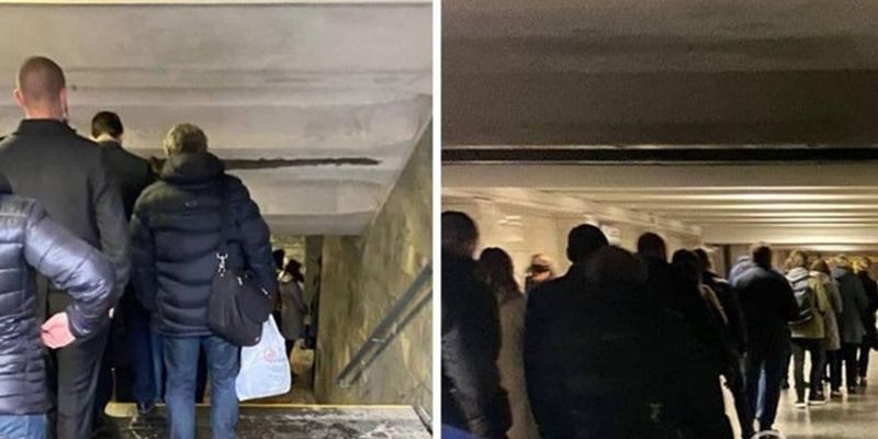 На фото показали огромную очередь в метро Киева