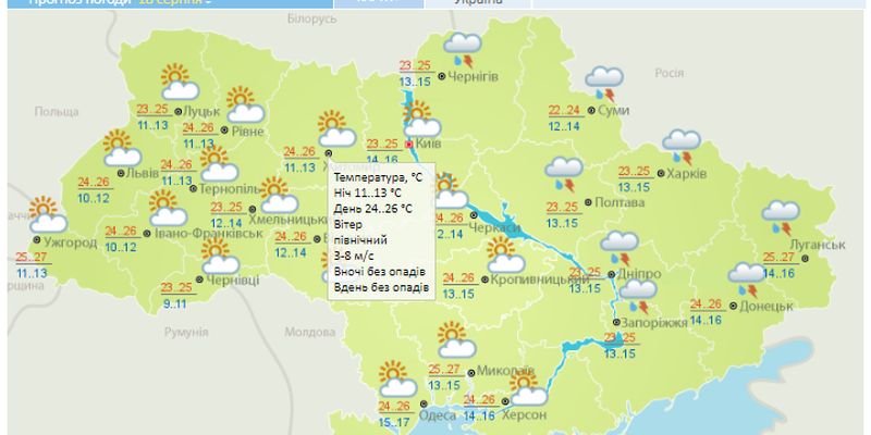 Части Украины погода готовит сюрприз