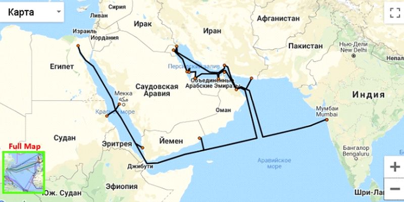 Страны на берегу Красного моря не имеют доступа в интернет