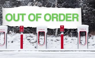 Tesla Supercharger перестали работать из-за холода