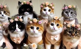 Трогательно и романтично: кошки в платьях стали подружками невесты