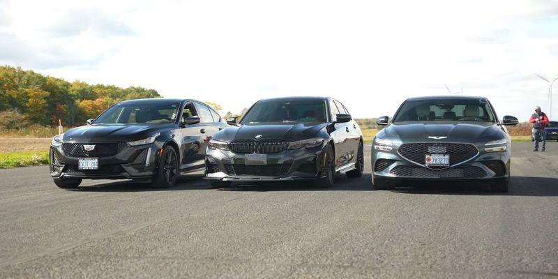 Битва континентов: седаны BMW, Cadillac и Genesis сразились в гонке по прямой