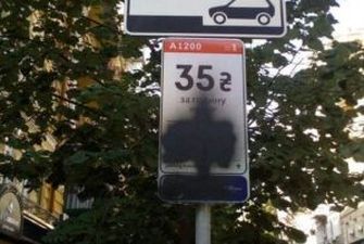 Неизвестные в Киеве борются с табличками платы за парковку. ФОТО
