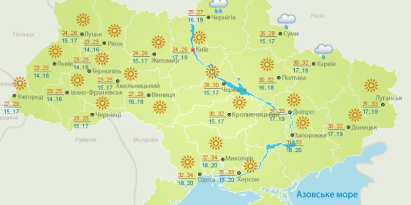 Прогноз погоди на 22 серпня: в Україні буде спекотно і вітряно